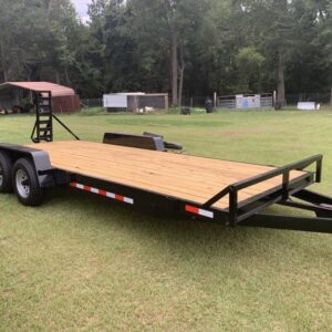 18ft tandem axle equipment trailer with stand-up loading ramps