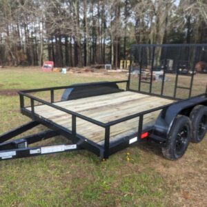 7x14 tandem axle utility trailer with heavy duty ramp gate